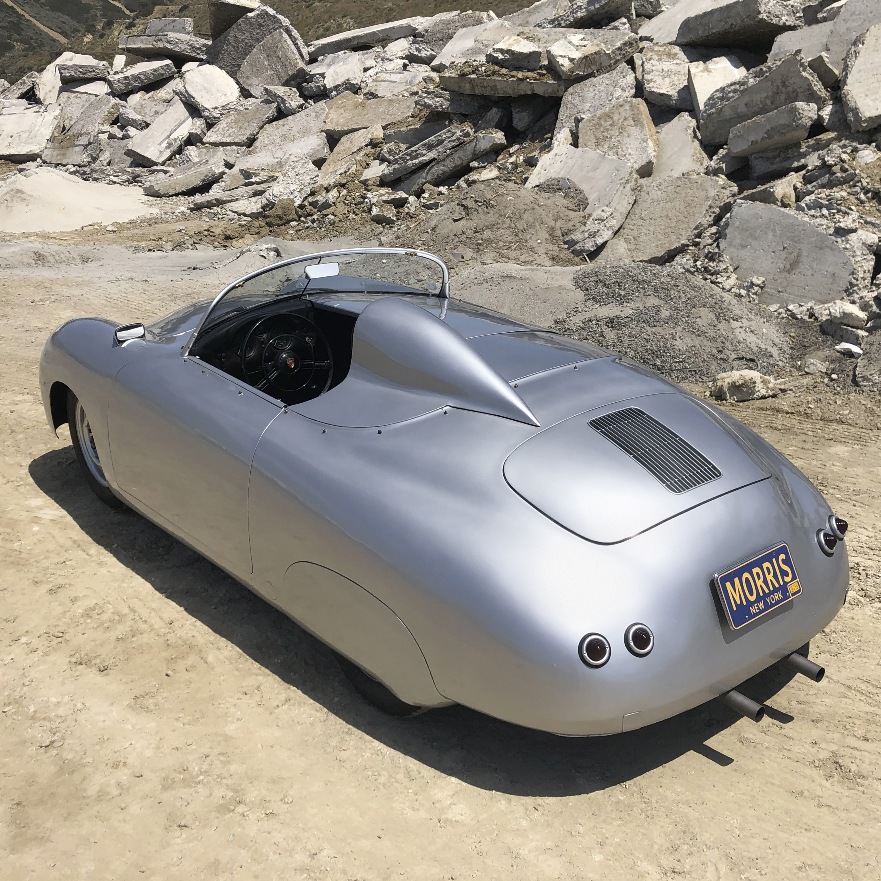 Another angle on the 1956 Porsche 356 Speedster modified by its owner, sculptor Robert Morris, est. $250,000-$350,000. Image courtesy of Rago/Wright/LAMA