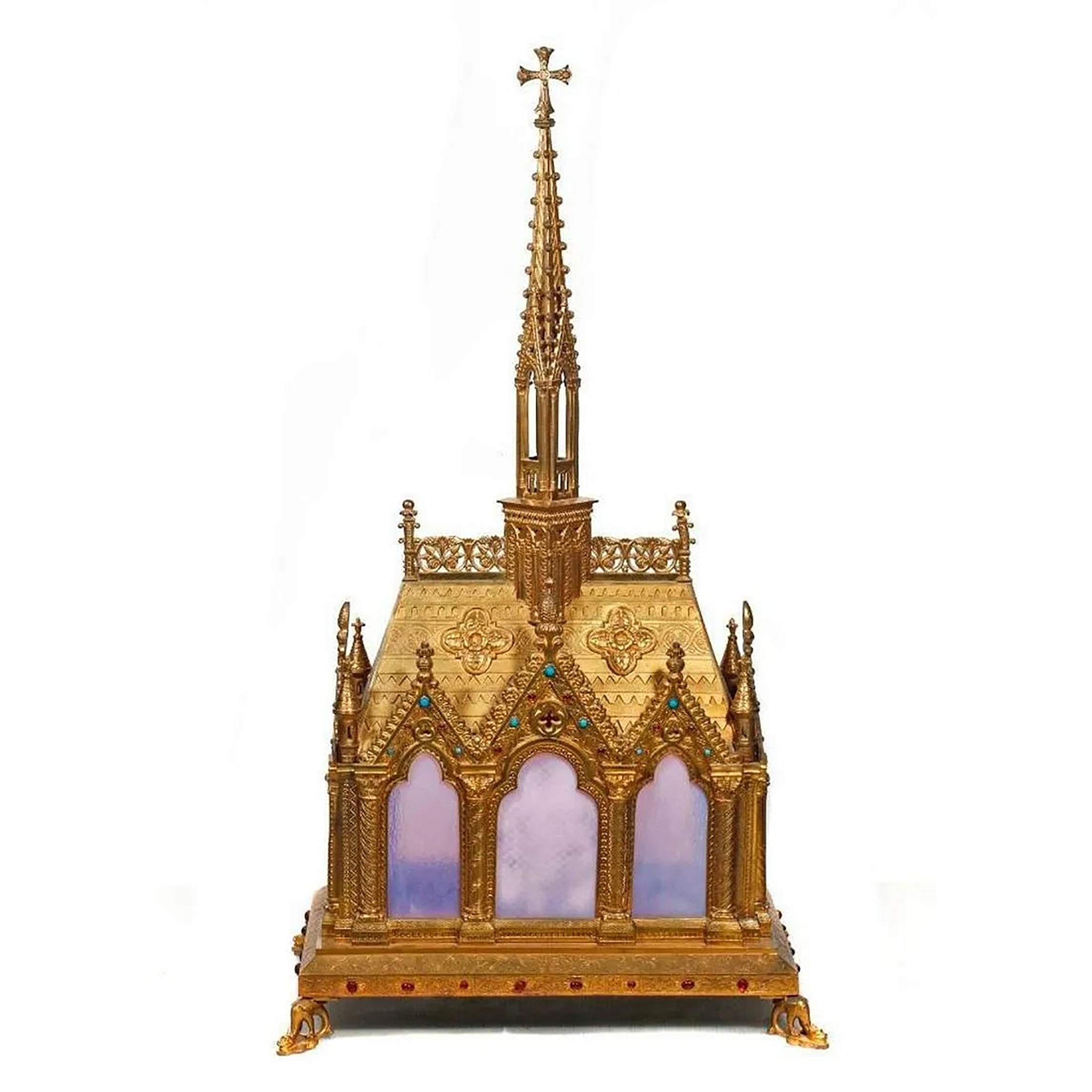 Large gilt brass Gothic Cathedral reliquary, est. $600-$800