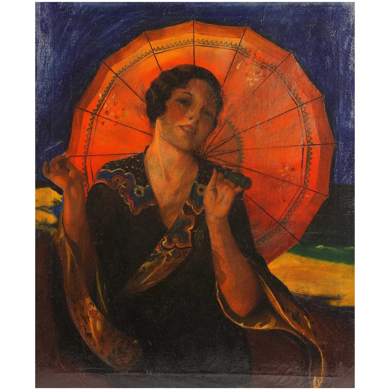 Gene Pressler, ‘Deco Woman With Parasol,’ est. $11,000-$13,000