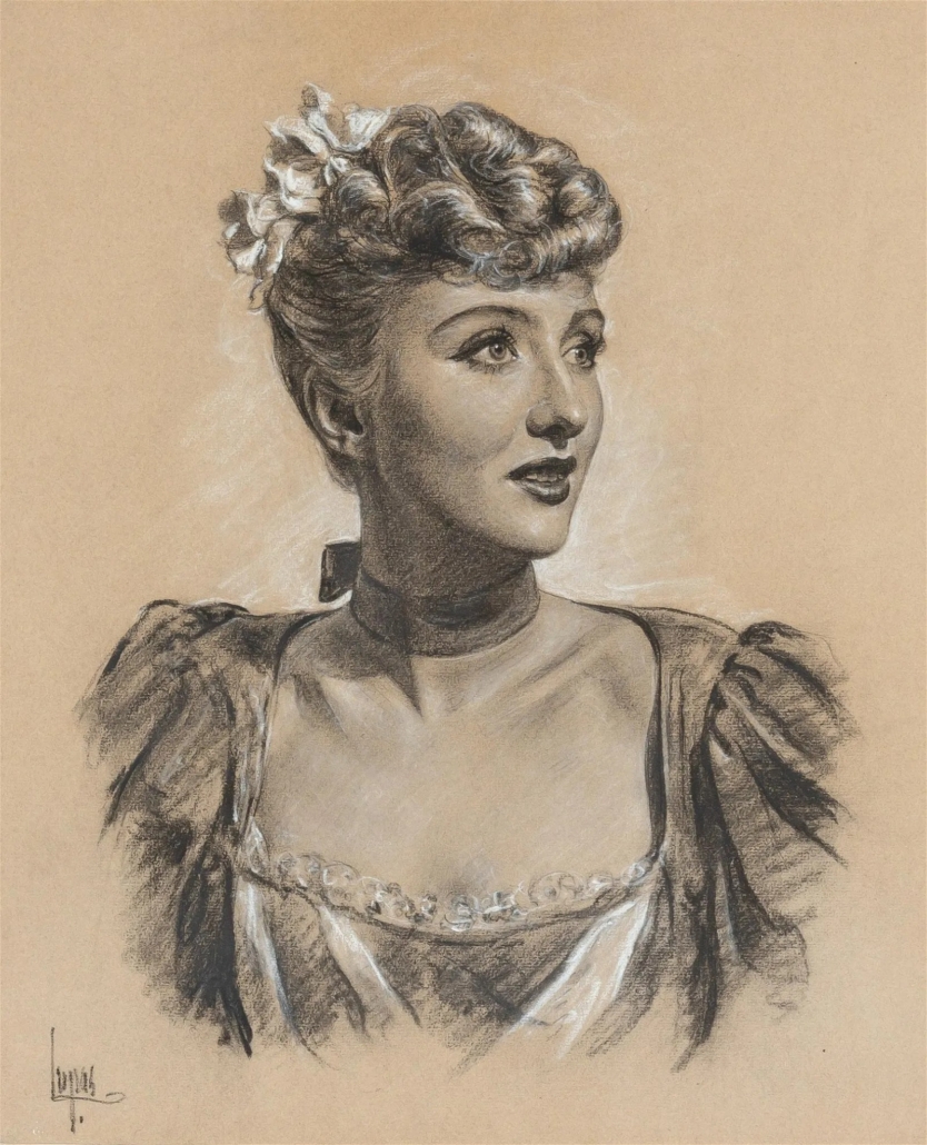 Portrait of Celeste Holm by Louis Lupas, est. $800-$1,200. Image courtesy of Doyle and LiveAuctioneers