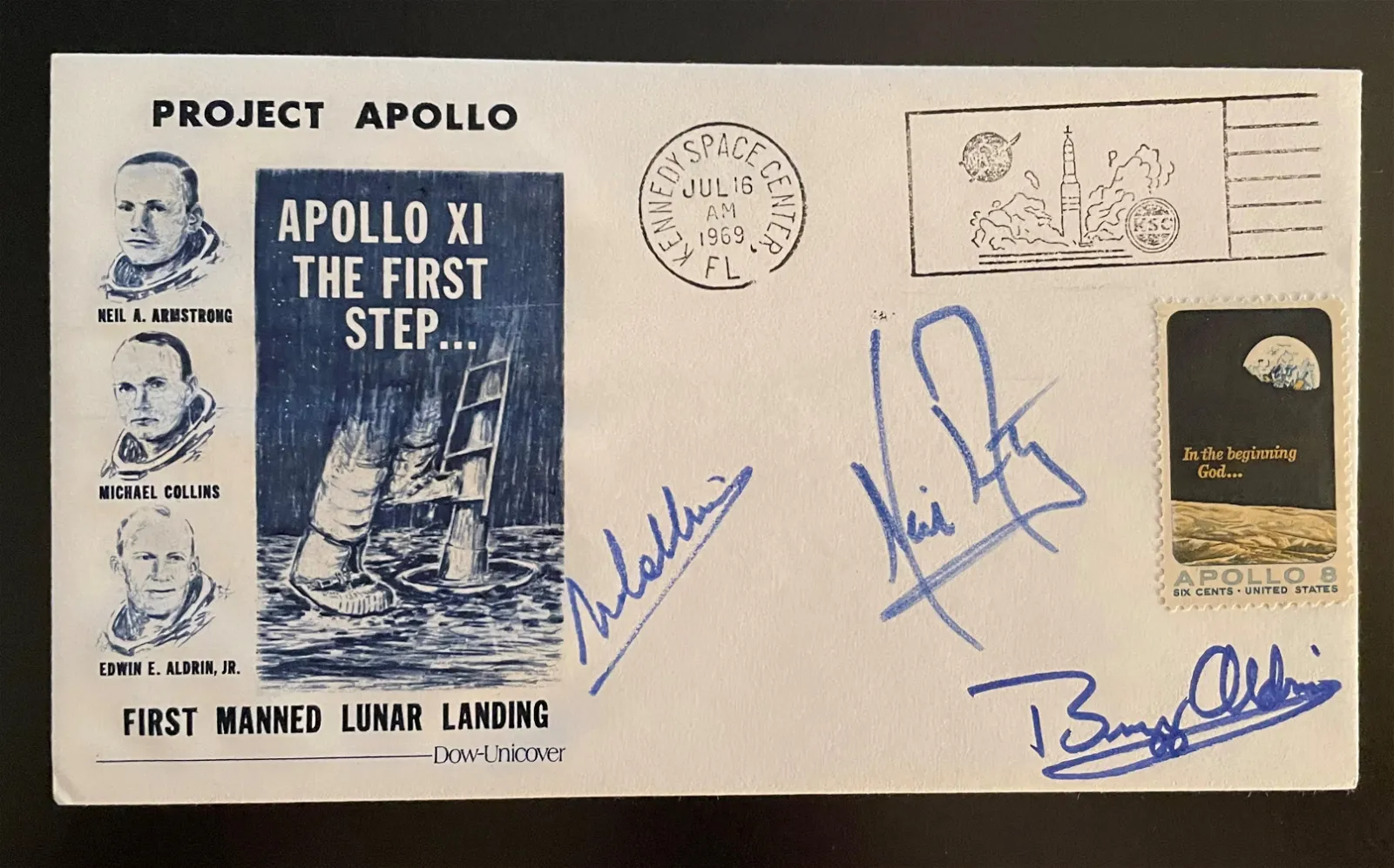 Apollo 11 crew-signed Type 2 insurance cover from the personal collection of Apollo 11 astronaut Michael Collins, est. $6,500-$9,500