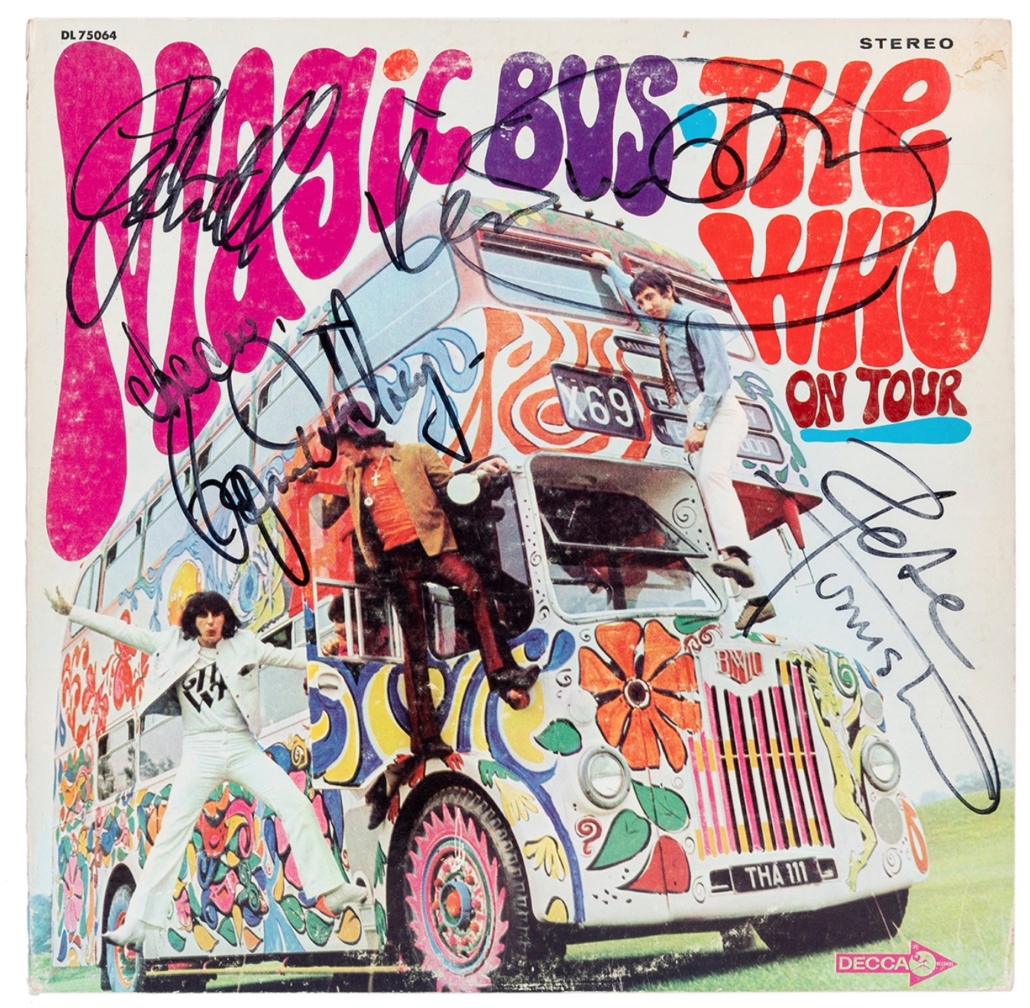 Copy of The Who’s Magic Bus: The Who On Tour album signed by all four original band members, est. $2,000-$4,000