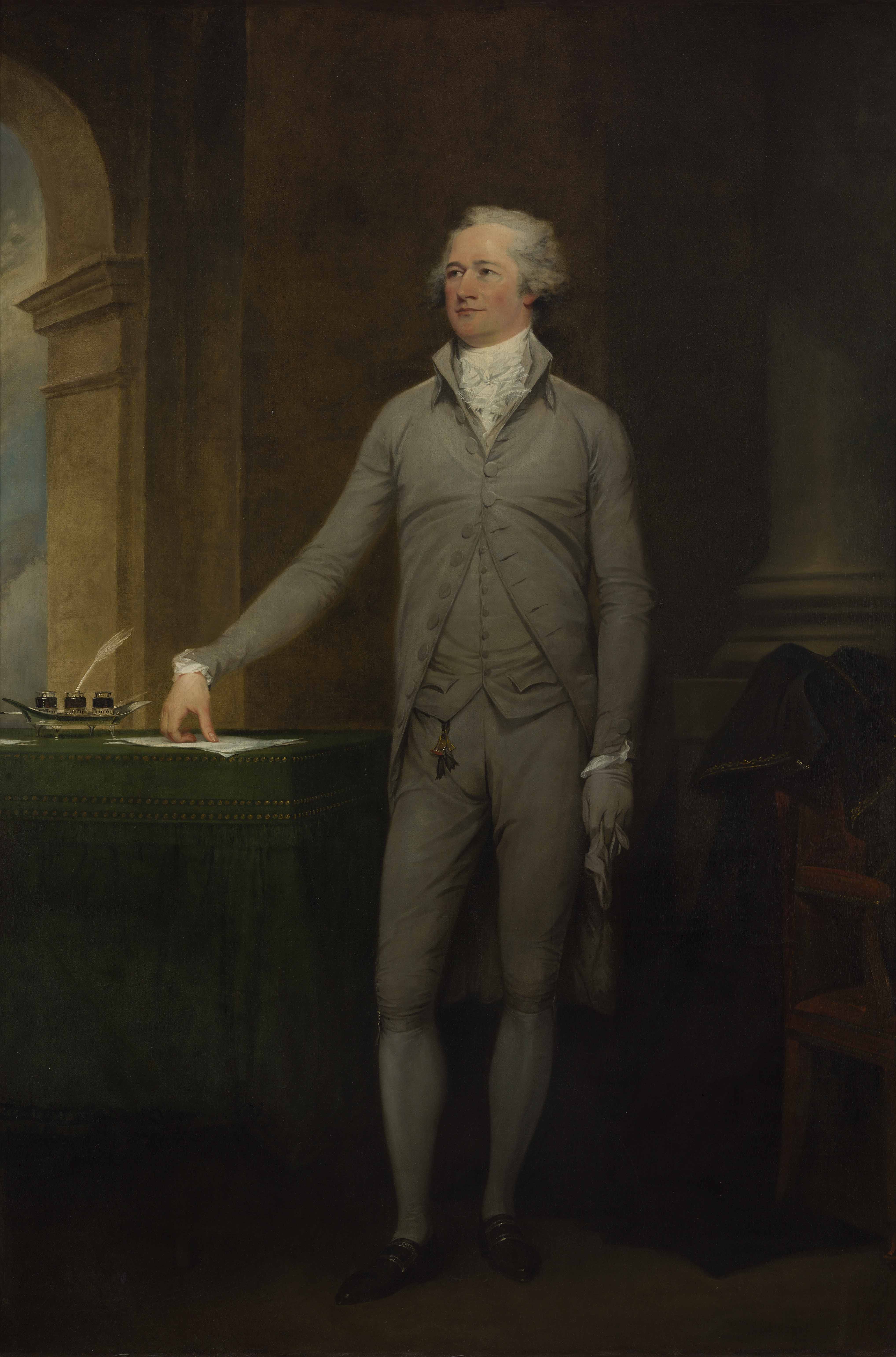  John Trumbull, ‘Portrait of Alexander Hamilton,’ 1792, oil on canvas, 102 by 73 by 5 1/2in. Jointly Owned by Crystal Bridges Museum of American Art and the Metropolitan Museum of Art, gift of Credit Suisse, 2013.4. Photography by Edward C. Robison III. 