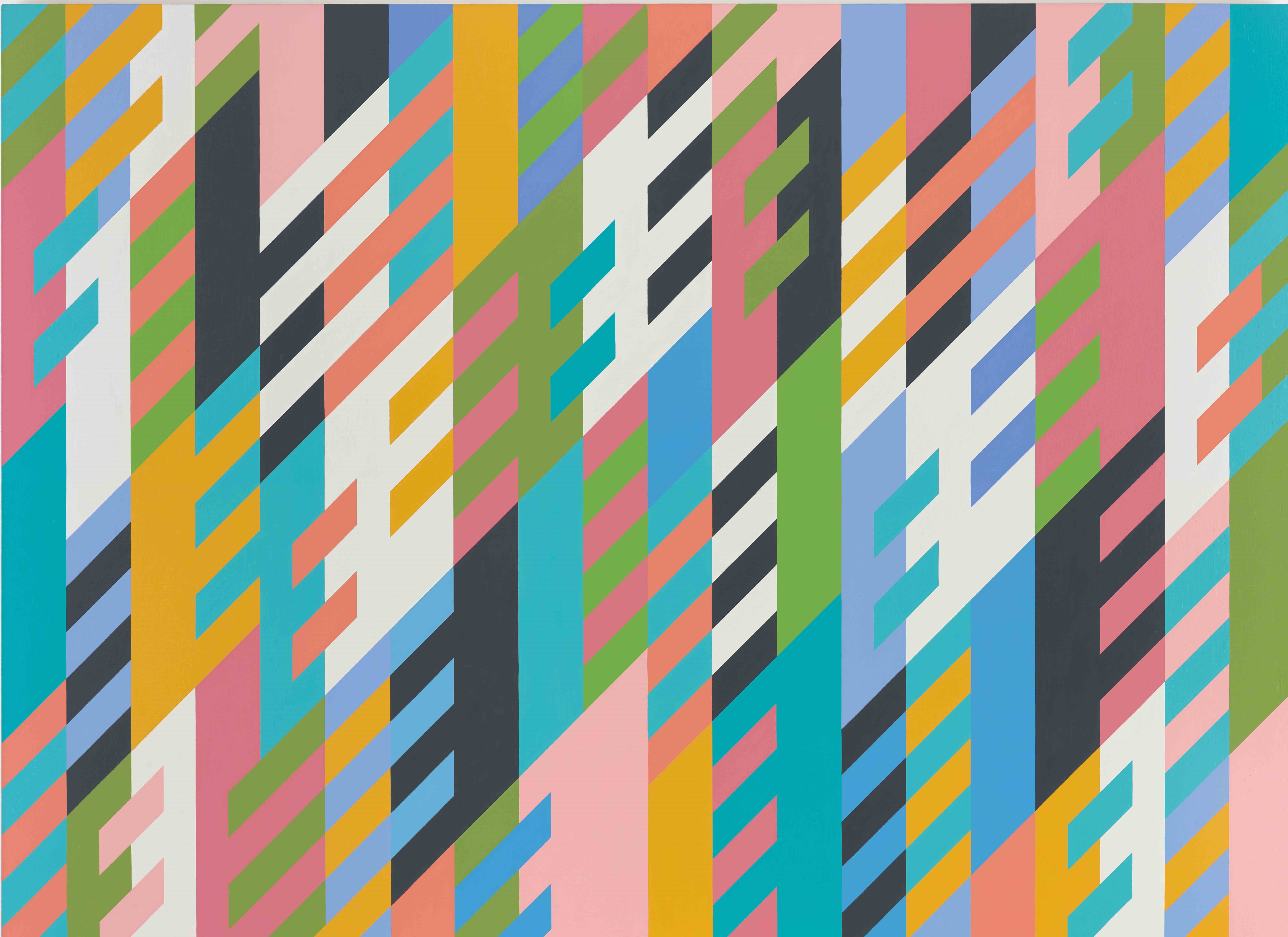 Bridget Riley, ‘New Day,’ 1988 oil on canvas. Bridget Riley Collection © 2022 Bridget Riley, All rights reserved 