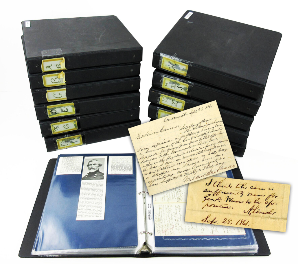 Civil War Union archive containing all of Ezra J. Warner’s Civil War generals, est. $175,000-$200,000