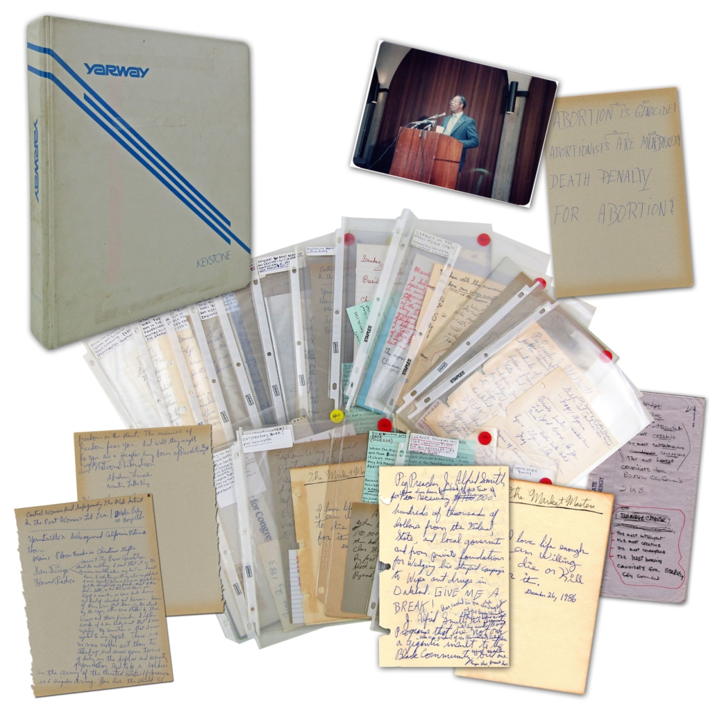 Archive of notes and drafts of speeches pertaining to Black Panther Eldridge Cleaver, est. $15,000-$20,000