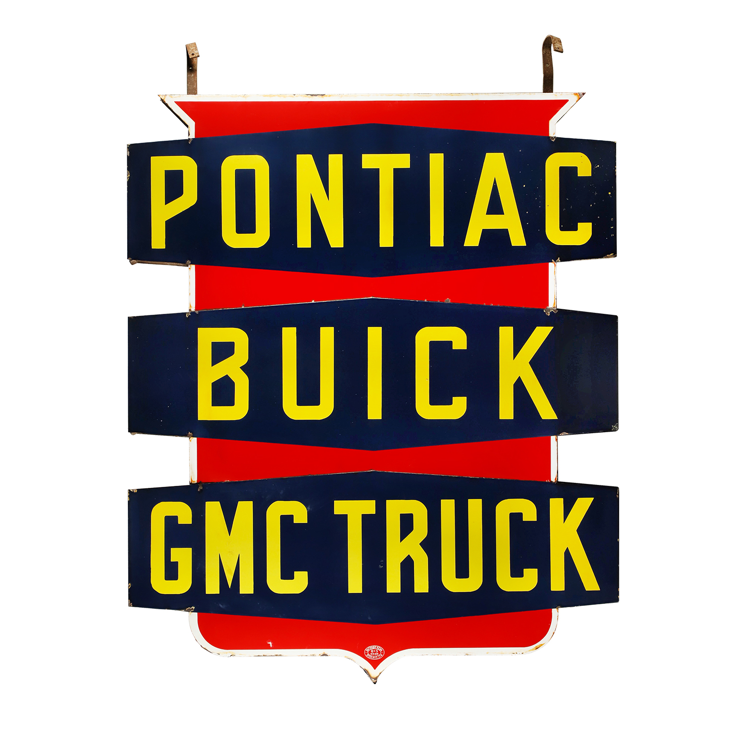 General Motors double-sided porcelain sign with atomic age design, CA$23,600