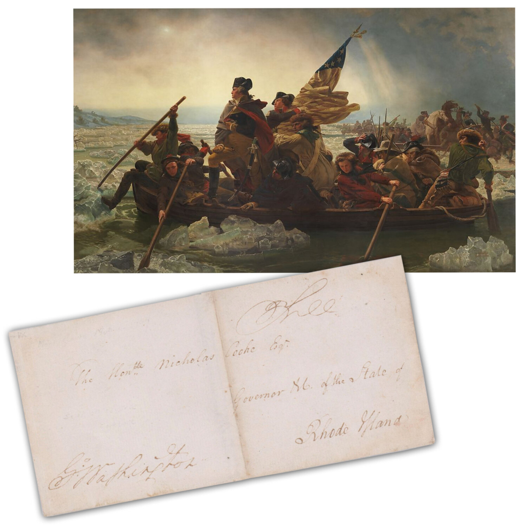 George Washington’s boldly signed March 1775 free frank to Rhode Island Governor Nicholas Cooke, est. $12,000-$14,000