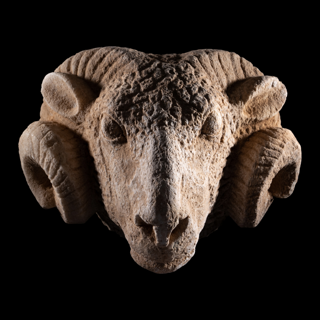 Ancient Roman head of a ram, $34,375