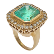 Ring showcasing 11.75-carat Colombian emerald, est. $12,000-$14,000