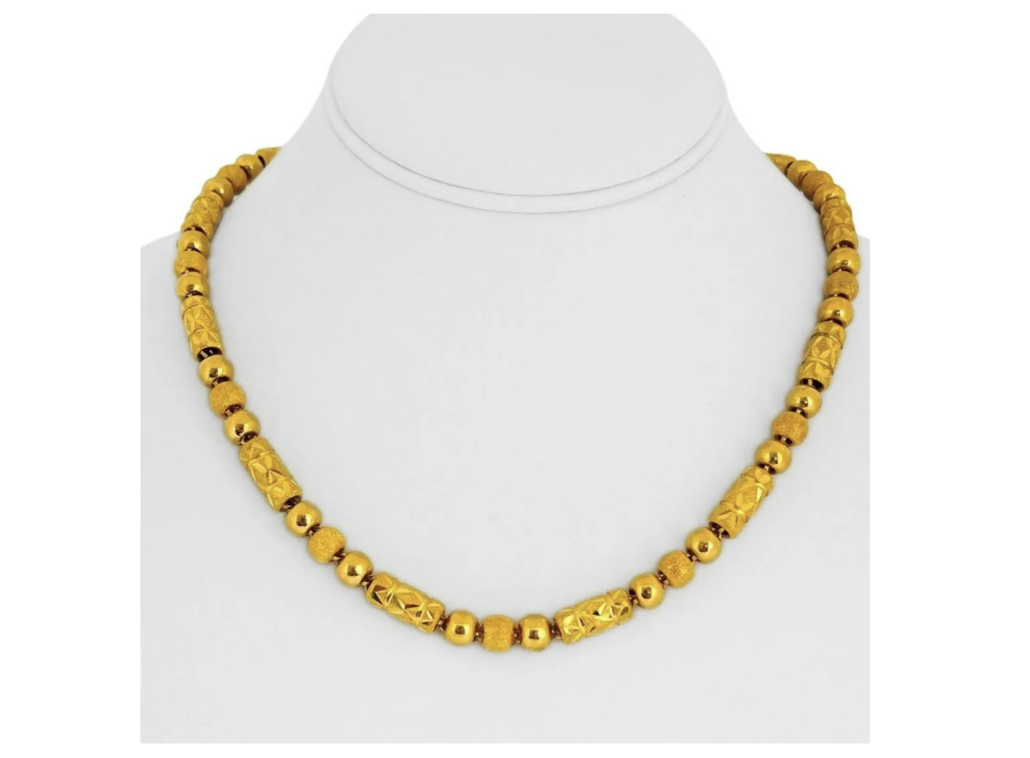 24K gold diamond-cut bar ball link necklace, est. $8,000-$10,000