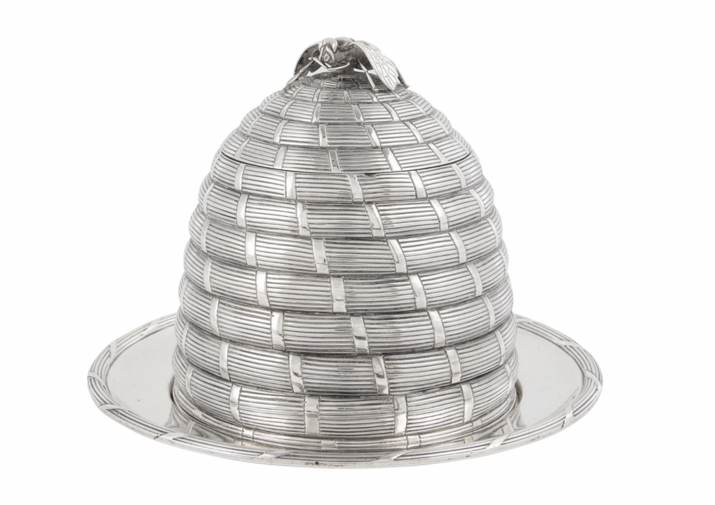 George III honey skep on stand by silversmith Paul Storr, $37,800