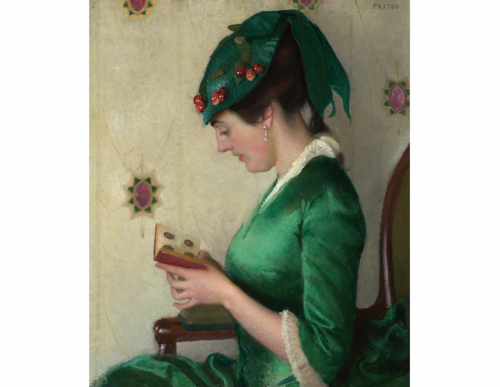 William MacGregor Paxton (American, 1869–1941), ‘The Album,’ circa 1913. Oil on canvas. Promised Gift of the Macon and Joan Brock Collection to the Chrysler Museum of Art