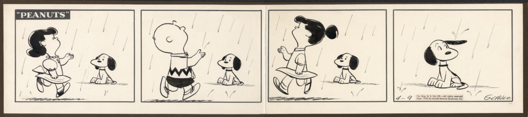 Charles M. Schulz, Peanuts, April 9, 1955. ©PNTS. Toni Mendez Collection, The Ohio State University, Billy Ireland Cartoon Library and Museum