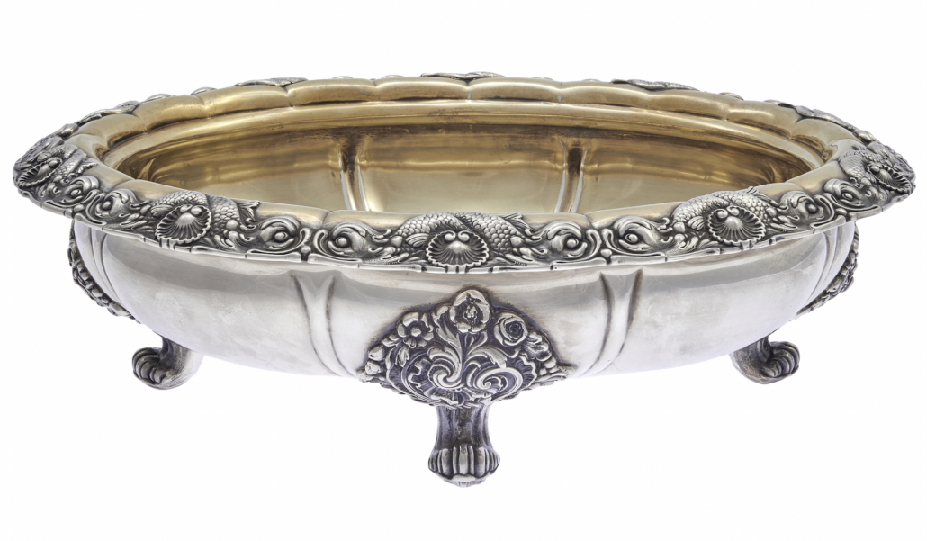 Tiffany & Co. sterling silver dolphin and shell center bowl, est. $12,000-$15,000