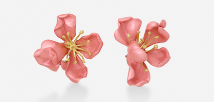 Almond flower earrings by JAR, est. $4,500-$6,000. Image courtesy of Rago/Wright/LAMA