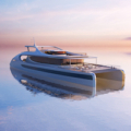 Rendering of the Oneiric catamaran concept yacht by Zaha Hadid Architects (ZHA) for Rossinavi. Art courtesy of ZHA