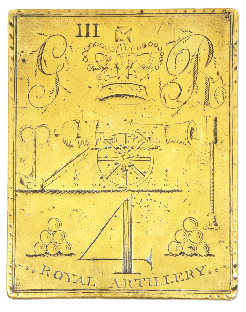 A British belt plate identified to the 4th Battalion, Royal Artillery earned $23,370 plus the buyer’s premium in May 2022. Image courtesy of Dan Morphy Auctions and LiveAuctioneers.