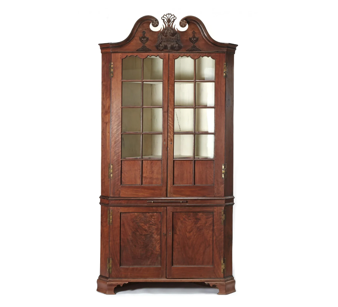 Little has a fondness for antique furniture and was especially delighted with the performance of a Powell family North Carolina Chippendale corner cupboard that achieved $225,000 plus the buyer’s premium at Leland Little Auctions in December 2021. Image courtesy of Leland Little Auctions and LiveAuctioneers.