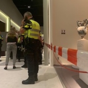 Dutch police shown on scene at TEFAF Maastricht following an attempt by thieves to steal jewelry from a display case at the international art and antiques fair on June 28. Image: Politie