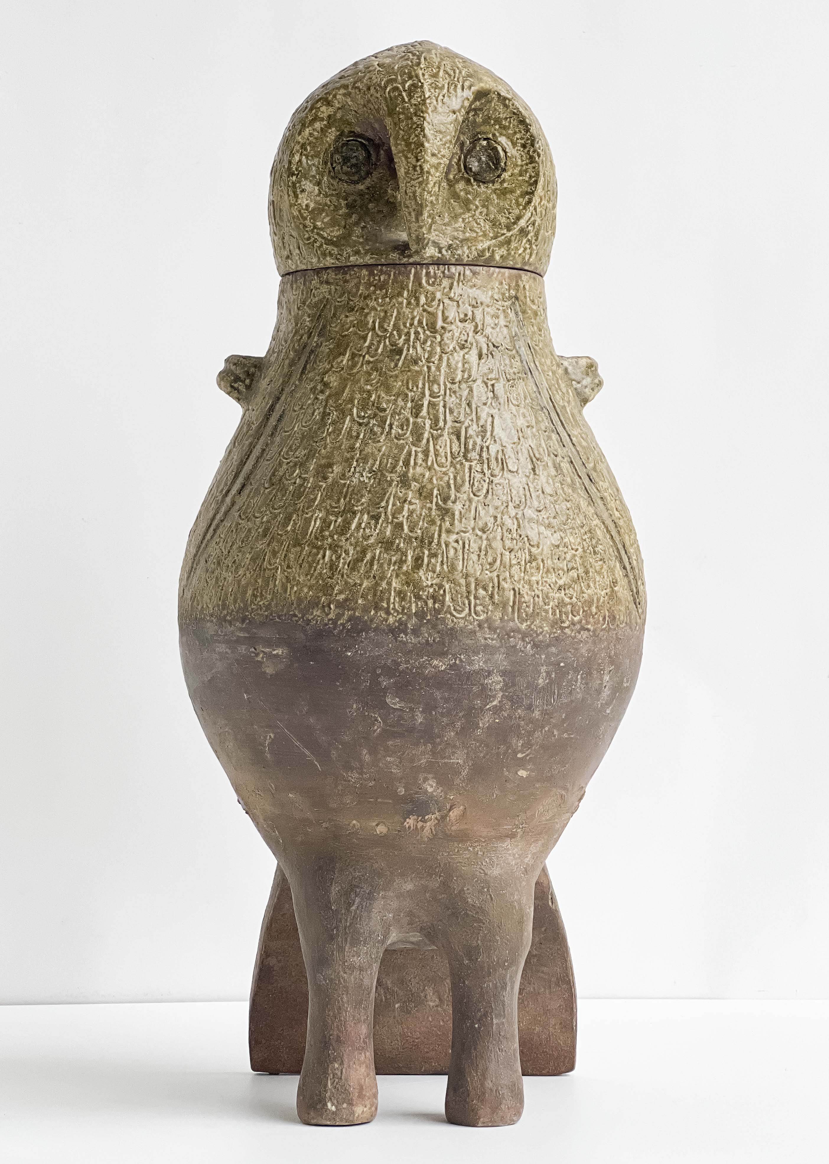Chinese Yue glazed ceramic owl-form vessel, est. $5,000-$8,000
