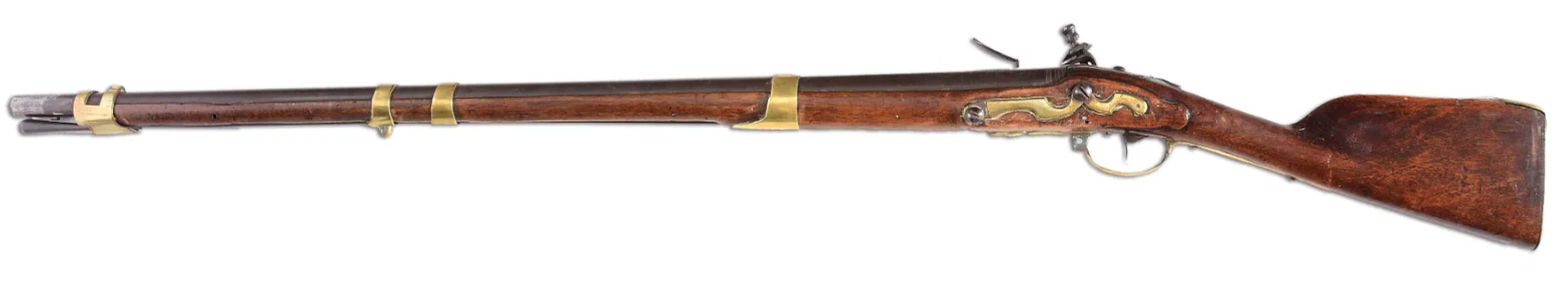 A documented Dutch flintlock musket carried by a Colonial soldier during the Revolutionary War achieved $400,000 plus the buyer’s premium in October 2019. Image courtesy of Dan Morphy Auctions and LiveAuctioneers.