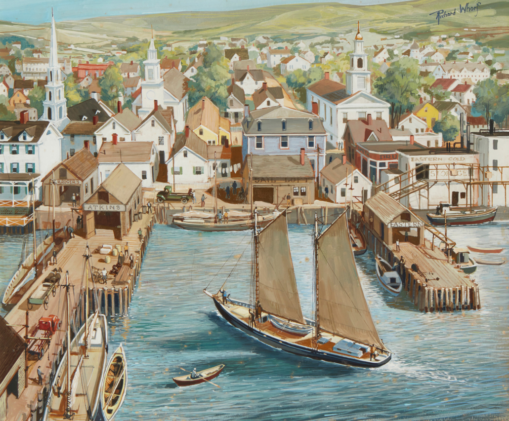 Richard Whorf, ‘New England Harbor Scene,’ $5,625