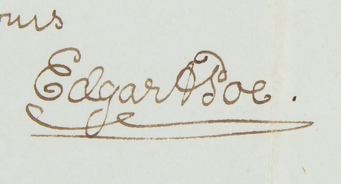 Poe’s signature from the 1864 letter, which sold for $154,958