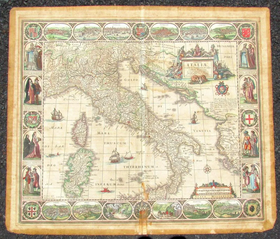 1652 map of Italy signed by Nicolai Ioannis Visscher, est. $1,500-$2,000