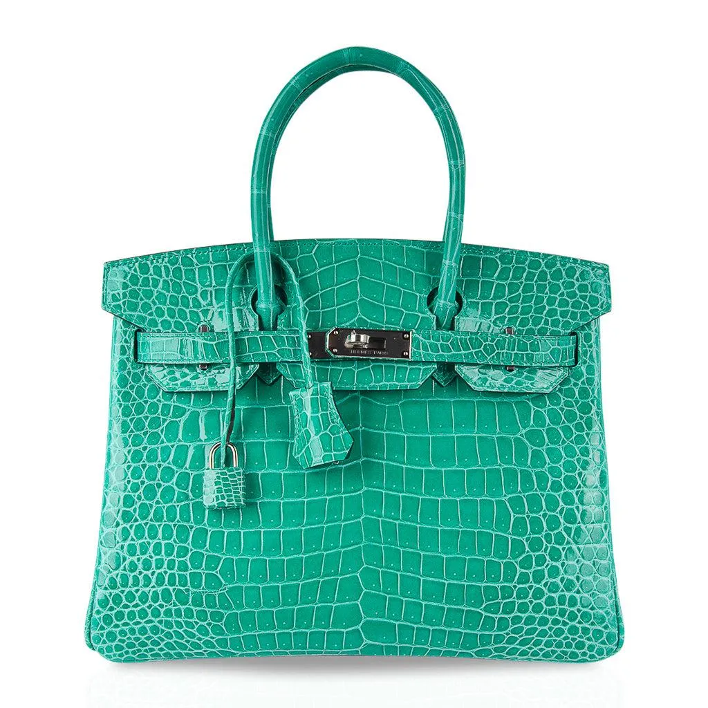 Hermes Birkin 30 Porosus crocodile bag in jade green with palladium hardware, est. $150,000-$180,000