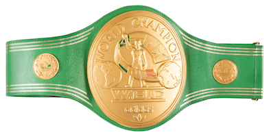 The championship belt Muhammad Ali won in the 1974 Rumble in the Jungle heavyweight title fight sold for $6.18 million in Dallas on July 24. Image courtesy of Heritage Auctions, HA.com