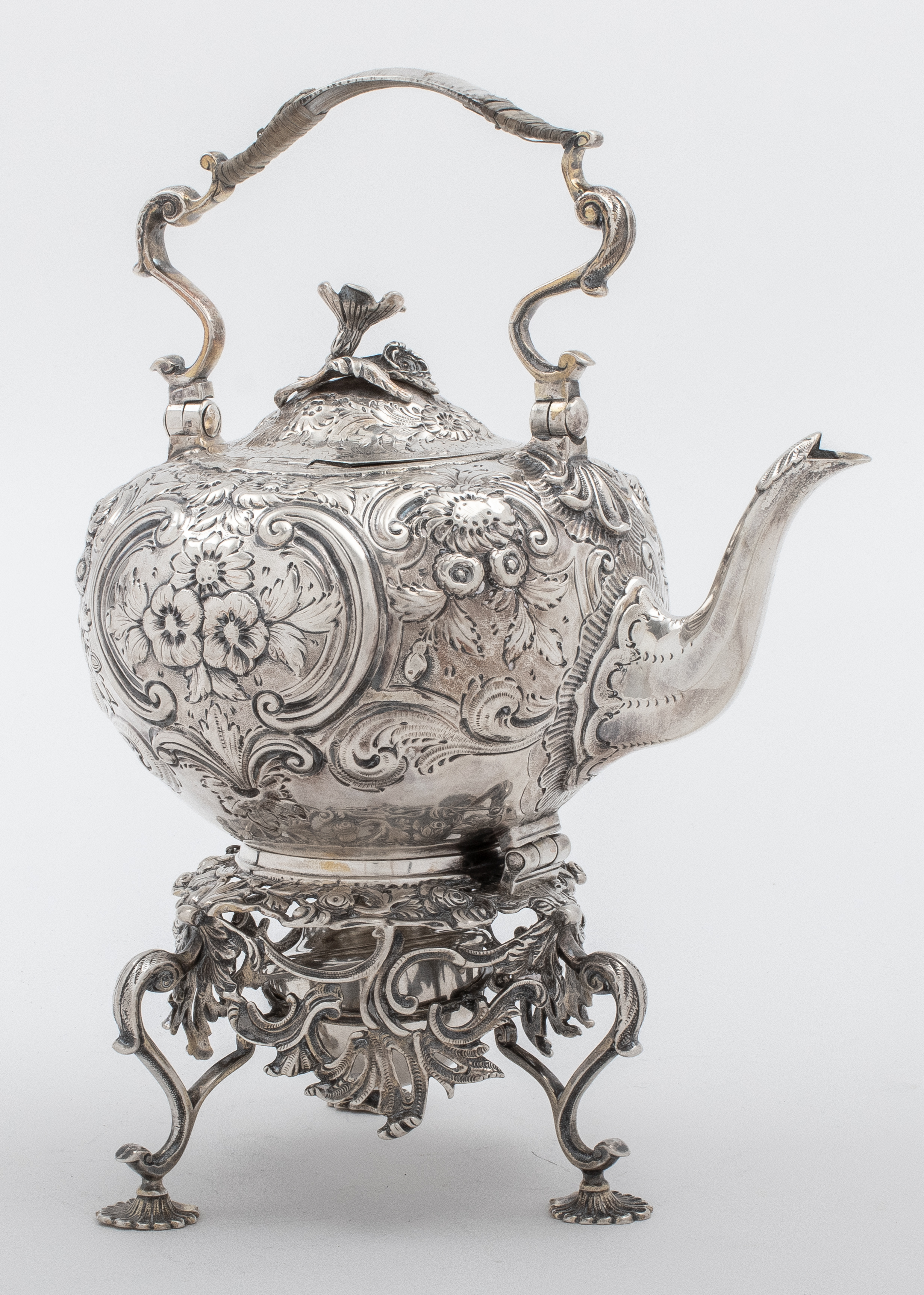  George III sterling silver kettle on stand, est. $1,000-$2,000