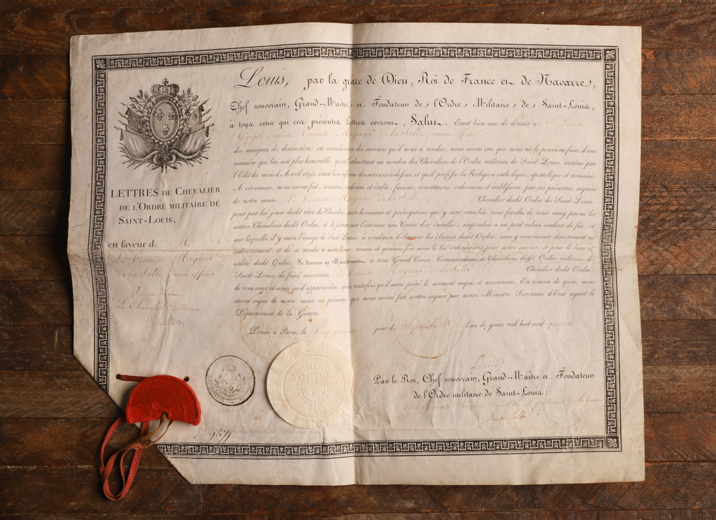 Appointment signed by King Louis XVIII in 1814, est. $50-$500