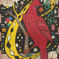 Tony Fitzpatrick, American, born 1958. ‘C,’ 2012; etching; plate 7 by 5 in, sheet: 11 by 9in. Saint Louis Art Museum, gift of Ted L. and Maryanne Ellison Simmons; and funds given by the Marian Cronheim Trust for Prints and Drawings, Museum Purchase, Friends Fund, The Sidney S. and Sadie Cohen Print Purchase Fund, and the Eliza McMillan Purchase Fund 564:2020; © Tony Fitzpatrick
