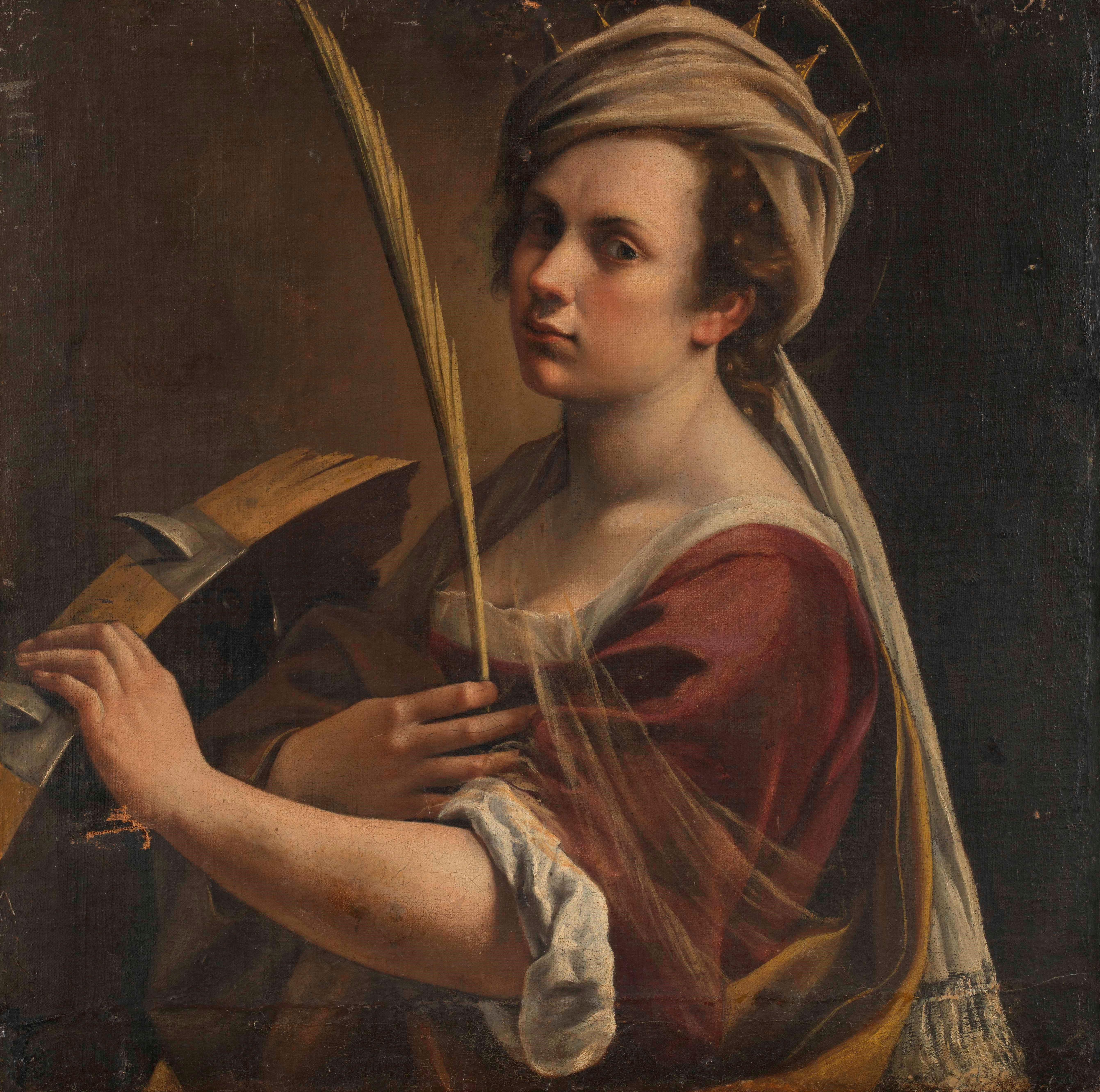 Circa-1616 self-portrait of Artemisia Gentileschi as Saint Catherine of Alexandria. On July 19, Italian police announced they had halted the potentially illegal auction of a different work by the famed Italian woman artist. Image courtesy of Wikimedia Commons, which states the work is in the public domain in the United States because it was published or registered with the U.S. Copyright Office before January 1, 1927.