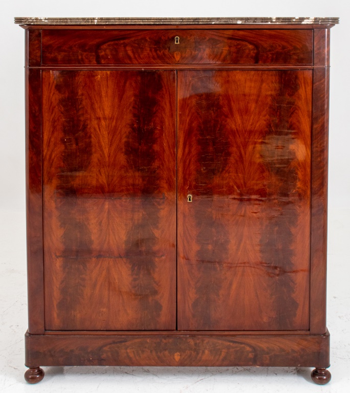  Charles X flame-mahogany veneered cabinet, est. $2,000-$3,000