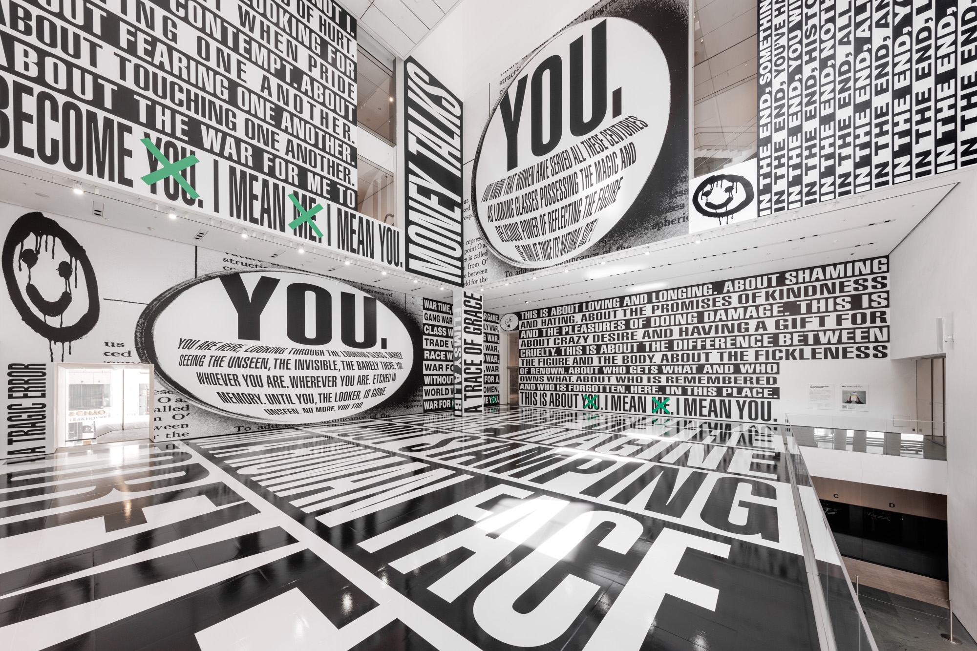 Installation view of ‘Barbara Kruger: Thinking of You. I Mean Me. I Mean You.,’ on view at The Museum of Modern Art, New York from July 16 – January 2, 2023. Photo: Emile Askey