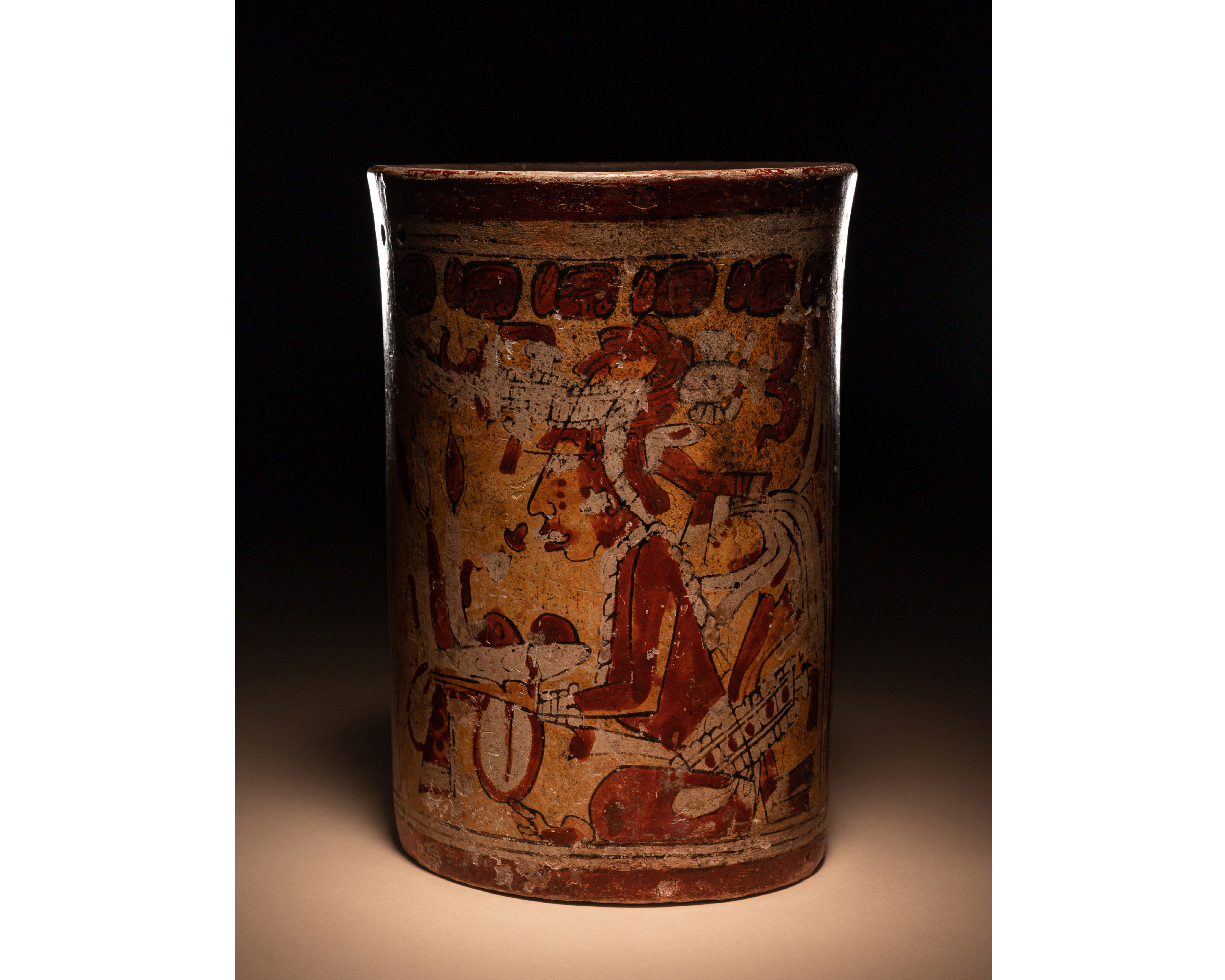 Maya polychrome cylinder vessel, est. $10,000-$15,000