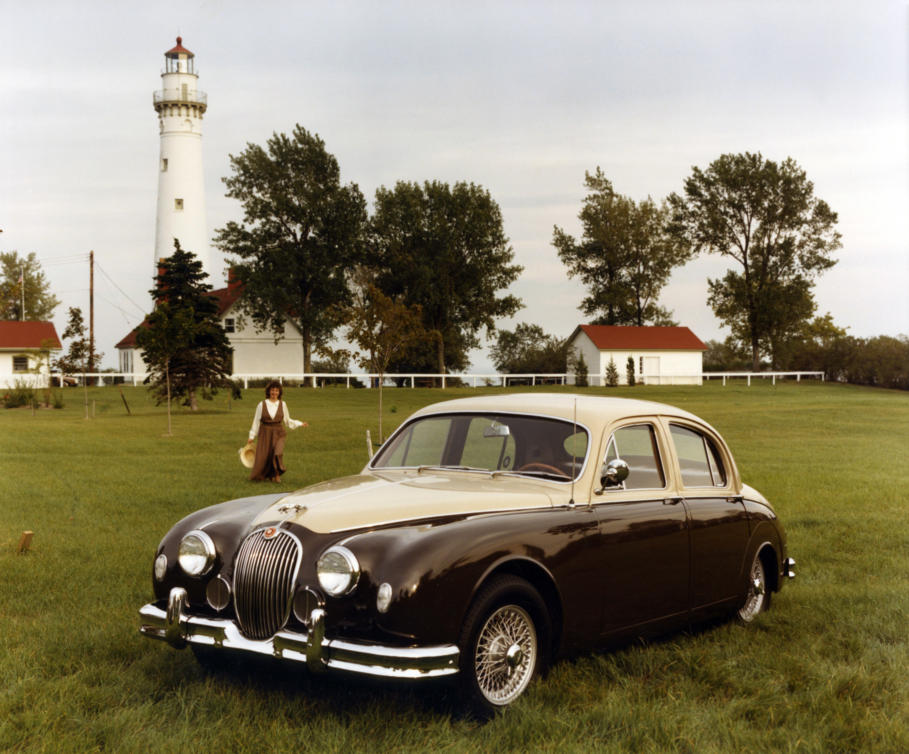 The left-hand drive in this Mark 1 sedan indicates this promotional photo was clearly made for the US market, possibly shot in Maine or Long Island. All images courtesy of Jaguar Land Rover North American Archives.