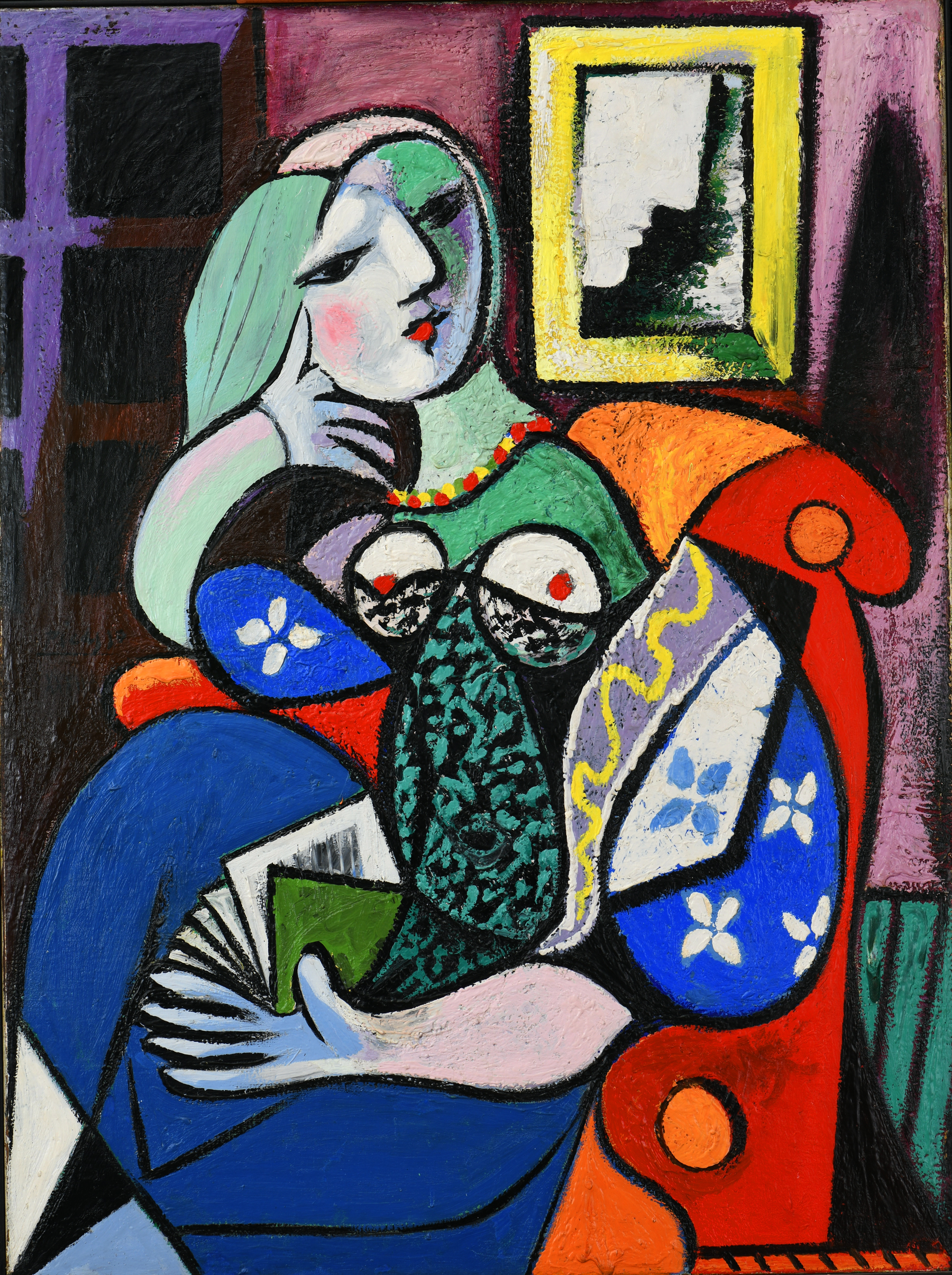Pablo Picasso (Spanish, 1881–1973), ‘Woman with a Book,’ 1932. Oil on canvas, 51 3/8 by 38 1/2in. (130.5 by 97.8cm). The Norton Simon Foundation. © 2022 Estate of Pablo Picasso / Artists Rights Society (ARS), New York 