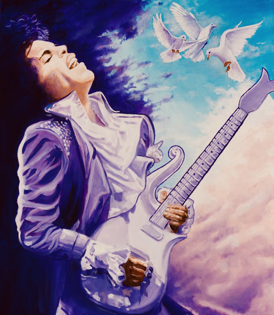 Ruby Mazur portrait of Prince, exclusively on view at his eponymous gallery in Hawaii.