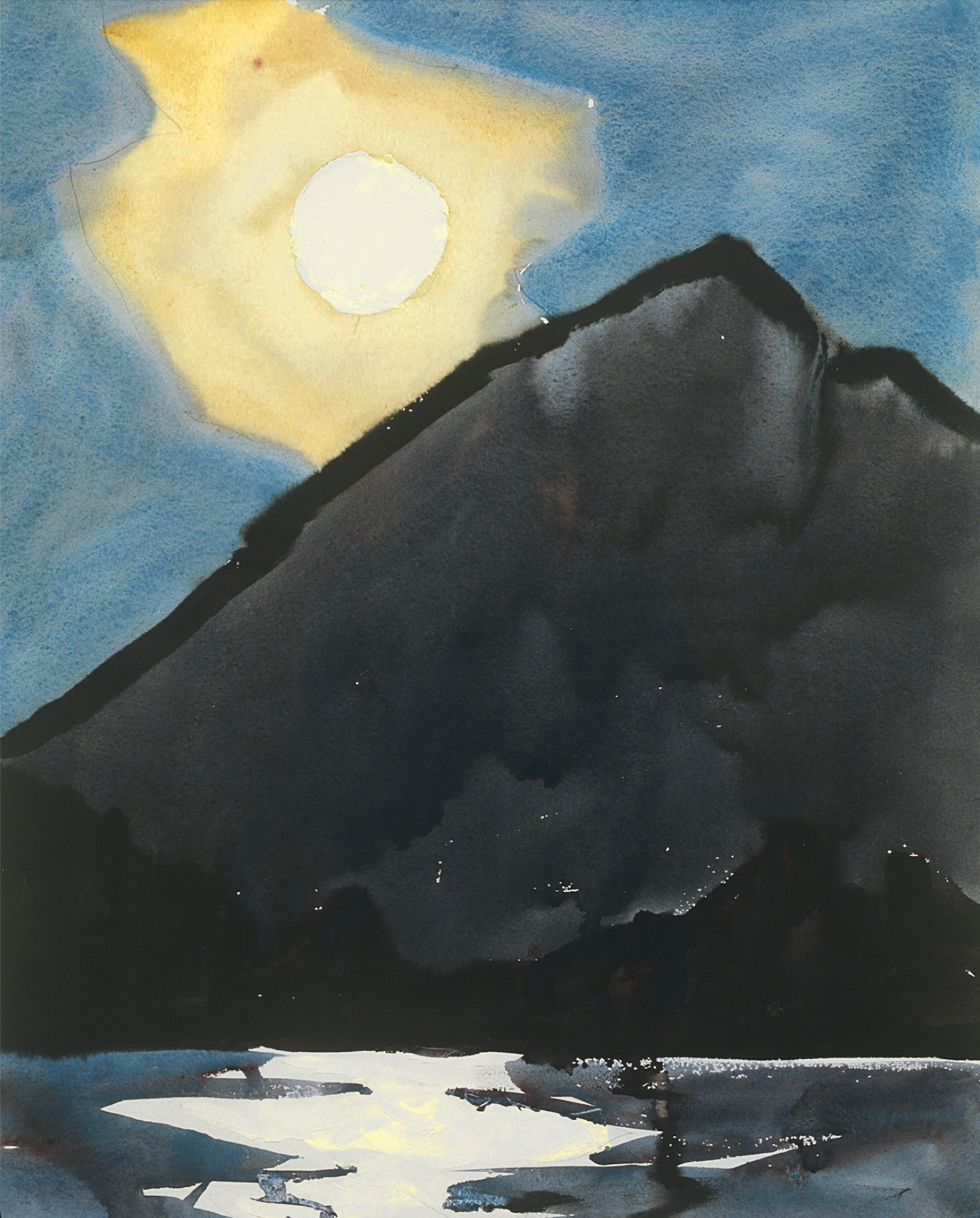 James Fitzgerald, ‘Moonlight, Katahdin,’ circa 1965. Watercolor and Chinese ink with oil over graphite on paper, 23 by 18 1/2 in. James Fitzgerald Legacy, MMA&H