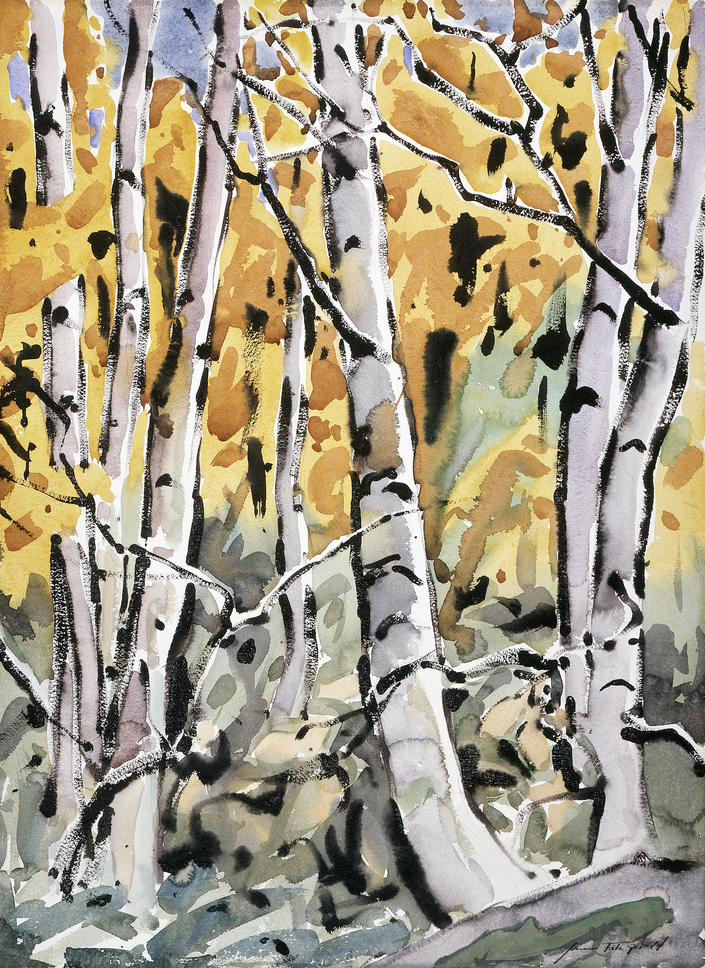 James Fitzgerald, ‘Birches, Katahdin,’ circa 1952. Watercolor and Chinese ink on paper, 30-1/2 by 22-1/2in., James Fitzgerald Legacy, MMA&H