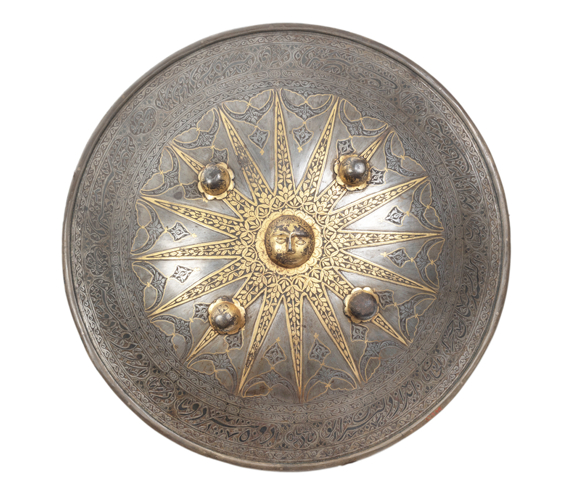Koftgari shield with gilt-metal star, est. $3,000-$5,000