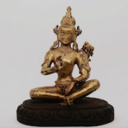 Tibetan 19th-century gilt bronze Buddhist statue of Green Tara, est. $700-$800