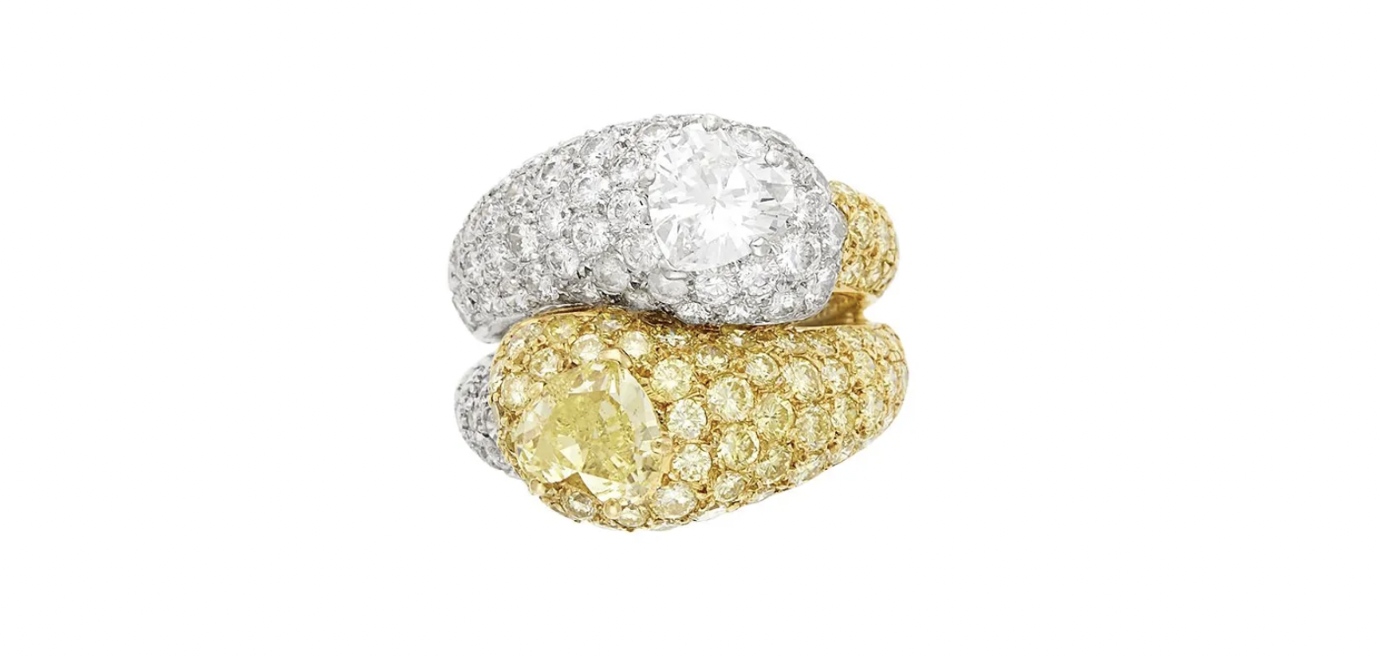 Sabbadini two-color gold and diamond double bombe ring, $25,200