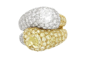 Spectacular Sabbadini gold and diamond ring topped Doyle auction