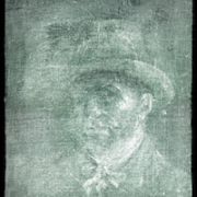 X-ray image of the newly rediscovered Van Gogh self-portrait. Courtesy of the National Galleries of Scotland