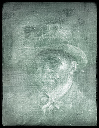 X-ray image of the newly rediscovered Van Gogh self-portrait. Courtesy of the National Galleries of Scotland