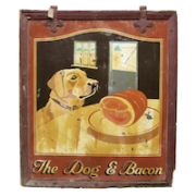 A double-sided sign for a longtime inn and pub in Horsham, The Dog & Bacon, brought $1,300 plus the buyer’s premium in November 2020. Image courtesy of Austin Auction Gallery and LiveAuctioneers.